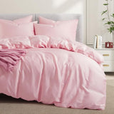 VACVELT 3PCS Cooling Duvet Cover Full/Queen Size, 60% Tencel Lyocell + 40% Cotton Comforter Cover Set for Hot Sleeper, Moisture Wicking & Silky, Hotel Bedding Set, Soft & Breathable, Blush Pink VACVELT
