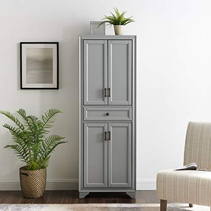 Crosley Furniture Tara Pantry, Distressed Gray - WoodArtSupply