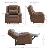 Watson & Whitely Genuine Leather Power Recliner Chairs for Adults, Wall Hugger RV Recliner with Power Headrest & Charging Ports, Electric Recliner Sofa Chair for Living Room, Cafe