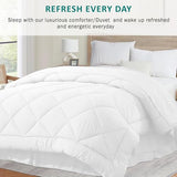 KHC Cotton Comforter White Down Alternative Duvet Insert 100% Percale Cotton, Quilted Fluffy 400GSM Comforter Lightweight All Season Durable Breathable Noiseless (WHITE, Single/Twin(68"X88")) Kamas Home Collection