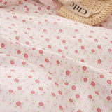 EAVD French Style Garden Pink Floral Comforter Set Full Girls Fluffy Soft Microfiber Chic Shabby Floral Bedding Set with 2 Pillowcases Fresh Ruffled Botanical Comforter Set for All-Season EAVD
