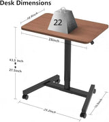 MPETAPT 28-Inch Mobile Standing Desk, Adjustable Computer Desk, Portable Standing Desk with Lockable Wheels, Rolling Table for Home Office Classroom Hospital (Walnut) MPETAPT