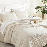 Litanika Full Size Comforter Sets Beige, 3 Pieces Lightweight Bedding Comforter Sets, Down Alternative Comforter Fluffy Bed Set Gift Choice Litanika
