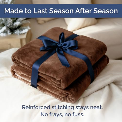 Ultra Soft Fleece Blanket Twin Size - Flannel Fleece Luxury Twin Blanket - Lightweight for Couch Bed Chair - Thick, Warm and Breathable - All Season Cozy Fuzzy, Anti-Static Microplush Bedding, Brown CGK Unlimited