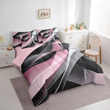 Pink Gray Black Spiral Full 7 Piece Bedding Set For Kids Teen Adults,Black Grey Abstract Stripes Geometric Bed In A Bag Modern Minimalists Swirls Comforter Set With Sheets Contemporary Art Bed Set Erosebridal