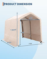7X12 FT Heavy-Duty Portable Outdoor Storage Shed with Roll-Up Zipper Door & Vent, 240g Waterproof Carport Storage Shelter, UV-Resistant Canopy for Motorcycle, Firewood, Tools -Gray ﻿ ActiveTrail