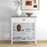 kinbor Accent White Console Table with Drawer and Shelf, Wood Sofa Table with Storage for Entryway Hallway Living Room kinbor