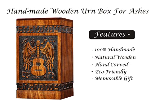 Handmade Rosewood Urn for Human Ashes - Eagle Design Wooden Urn Box, Personalized Cremation Urn for Ashes Handcrafted - Large Wooden Urn Box Merit wooden craft