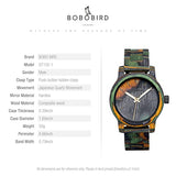 BOBO BIRD Men Wooden Watch Fashion Quartz Analog Wristwatch Colorful Handmade Wooden Watches for Men (Green-Wood) BOBO BIRD