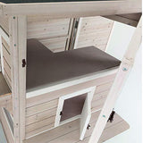 TRIXIE Outdoor Cat House, Weatherproof 3-Story Cat House with Multiple Levels, Doors & Windows with Latches, Outdoor Shelter for Cats, Brown/White Fir Wood TRIXIE