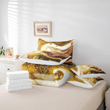 Erosebridal Comforters King Size Set with Sheets for Kids Gold White Marble Bedding,7 Pieces Bed in a Bag King Modern Bedding Sets with Comforter, Sheets, Pillowcases and Cushion Cases Erosebridal