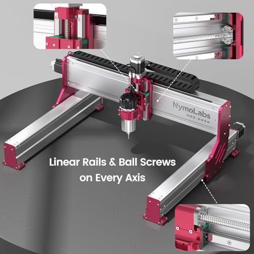 NymoLabs NBS-6040 CNC Router Machine with Custom-Made 710W 7000-30000 RPM Trim Router Spindle & ER-11 Collet, Linear Rails & Ball Screws on 3-axis, Engraving for Wood Acrylic Aluminum NYMOLABS