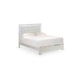 Pandora White Queen Bed Frame with Adjustable LED Headboard by East West Furniture East West Furniture