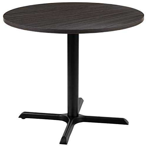 EMMA + OLIVER 36" Round Multi-Purpose Conference Table in Rustic Gray-Meeting Table for Office EMMA + OLIVER