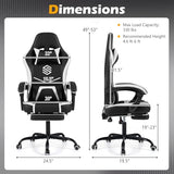 Giantex Gaming Chair, Height Adjustable Computer Desk Chair with Headrest, Lumbar Support, Linkage Armrests, Reclining Backrest & Footrest, Ergonomic Office Chair, Video Game Chair (Black) Giantex