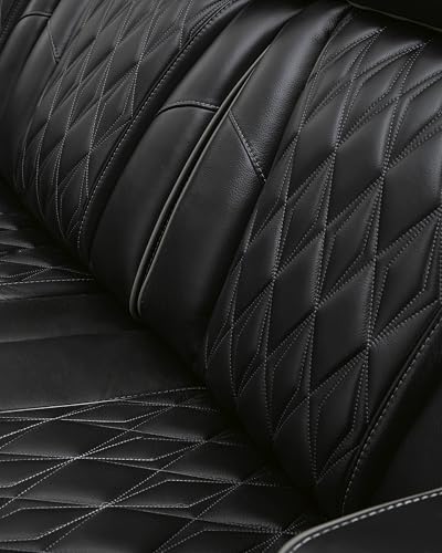 Signature Design by Ashley Boyington Modern Leather Match Power Reclining Loveseat with Console, Adjustable Headrest, Massage, Heated Seat and LED Lights, Black Signature Design by Ashley
