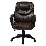Office Star FL Series Faux Leather Manager's Adjustable Office Chair with Lumbar Support and Padded Arms, Chocolate Office Star Products