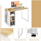 Tangkula Computer Desk with Storage Shelves, Home Office Desk with 5 Side Shelves & Metal Frame, Space Saving Laptop PC Desk, Writing Study Desk, Modern Vanity Desk for Bedroom (Natural) Tangkula