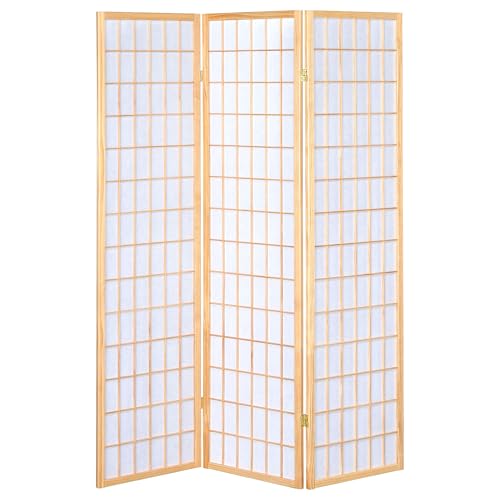 Coaster Home Furnishings - Carrie - Solid Wood - 3-Panel Folding Shoji Screen Room Divider with Linear Grid Design, Metal Hinges and Freestanding Piece - Living Room - Natural Brown - 4621 Coaster Fine Furniture