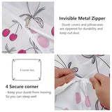 3-Piece Double-Sided Printed Duvet Cover Set Single – Soft Microfiber Bedding with Minimalist Cherry Romantic Design with Zipper Closure,Includes 1 Duvet Cover + 2 Pillowcases Light Color Generic