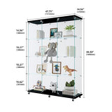 Glass Display Cabinet with 12 Shelves with 3 Columns, 4 Tier Curio Cabinet with Doors, Fast Installation, Floor Standing Tempered Glass Collection Display Showcase for Bedroom, Living Room (Black-A) AONYAYBM