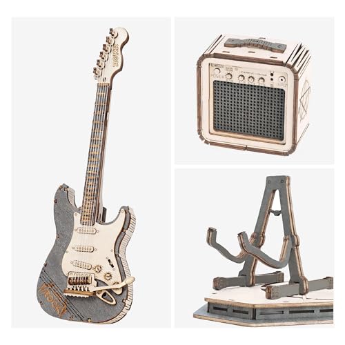 ROKR 3D Puzzles for Adults Wooden Craft Kits Musical Instrument Model Kit Collectibles Home Desk Room Decor (Electric Guitar) - WoodArtSupply