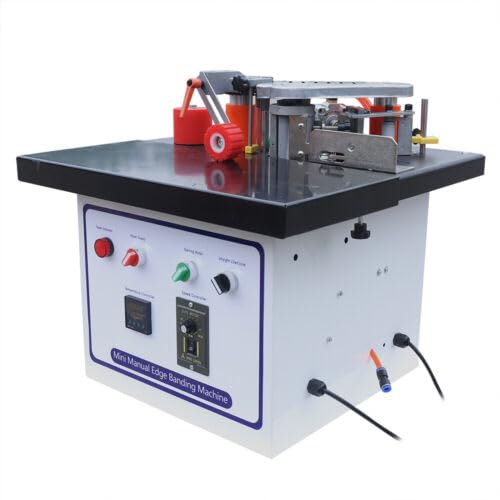 1200W Edge Banding Machine, Woodworking Portabl Double-Sided Coating Edge Bander Machine, Automatic Cutting for Straight and Curve Edge Sealing, Speed 2~6m / min DDYOOK