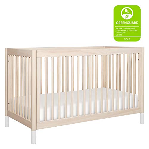 Babyletto Gelato 4-in-1 Convertible Crib with Toddler Bed Conversion in Washed Natural and White, Greenguard Gold Certified - WoodArtSupply