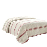 Lush Decor Farmhouse Stripe Kantha Pick Stitch Cotton Quilt/Coverlet Single Full/Queen, Red - Striped Bedding Queen Quilt - Queen Blanket For Bed Lush Decor