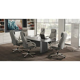 Thaweesuk Shop New 16 ft Gray Modern Executive Boat Shaped Conference Table Room Wood Hide Wires Inside Elliptical Metal Legs Desk Grommets Racetrack Power Modules Black Boardroom Furniture Business Generic