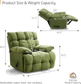 SITJOY Oversized Power Swivel Rocker Recliner Chair, Overstuffed Extra Wide Rocking Chair for Big and Tall, Glider Recliner Nursery Chair, Soft Breathable Fabric in Green, Manual