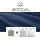 Shunjie.Home 100% Cotton Full Bed Sheets Set - 600 Thread Count Sateen - 4 Piece Bed Sheet Set, Deep Pocket with All Around Elastic, Breathable & Durable Hotel Luxury Bedding - Navy Blue Shunjie.Home