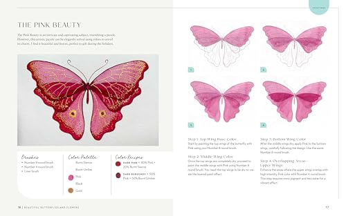 Beautiful Butterflies and Flowers: 20 Step-by-Step No-Sketch Projects on Watercolor Paper (Watercolor This Book) WoodArtSupply