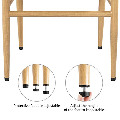 Yaheetech Set of 4 Weave Chair Mid-Century Metal Dining Chair Y-Shaped Backrest Hemp Seat, Wood Color Yaheetech