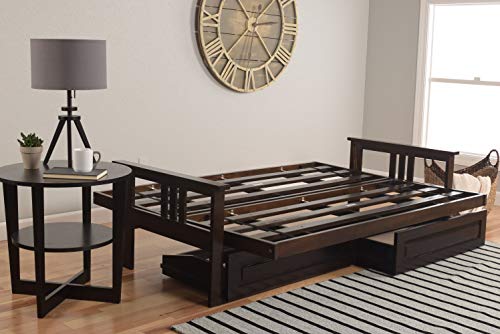 Kodiak Furniture Monterey Queen-size Futon, Storage Drawers, Espresso Finish with Suede Peat Mattress Kodiak Furniture