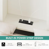 YITAHOME Queen Farmhouse Bed Frame,49.14" Tall Headboard with Storage and Bookcase Led Light & Charging Station, Sliding Barn Door, Wooden Platform Bed Frame, No Box Spring Needed, White YITAHOME