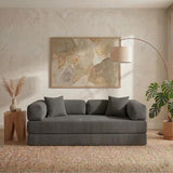 NAYA 79" Convertible Sofa Bed, 4-in-1 Corduroy Boneless Futon Couch, Folding Sleeper Sofa, No Assembly Floor Couch for Living Room, Bedroom, Apartment, Grey NAYA
