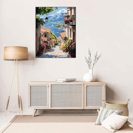 Landscape Stamped Cross Stitch Kits - Seaside Scenery Needlepoint Counted Cross Stitch Kits for Beginners Adults Patterns Dimensions Needlecrafts Embroidery Kits Arts and Crafts WUSARPLY