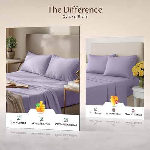 Utopia Bedding Twin Sheet Set – 3 Piece Bed Sheets for Twin Size Bed, Soft and Breathable Microfiber, Includes 1 Fitted Sheet, 1 Flat Sheet and 1 Pillowcase – Oeko Tex (Lavender) Utopia Bedding