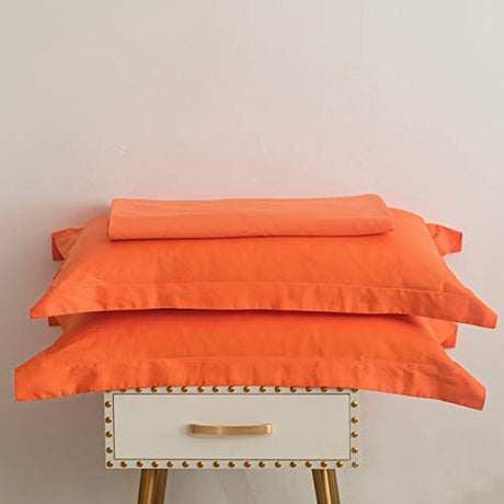 SUSYBAO Burnt Orange Duvet Cover Twin 100% Cotton 2 Pieces Set 1 Vibrant Orange Duvet Cover with Zipper Ties 1 Pillow Sham Bright Colored Single Bedding Set Soft Comfortable SUSYBAO