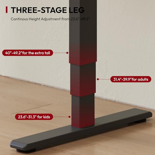 SANODESK Standing Desk 3 Stages Dual Motor 60 inch Whole-Piece Real Bamboo Desktop Height Adjustable Desk for Home Office Stand Up (Black Frame/ 60" Curved Natural Bamboo Top) SANODESK