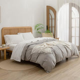 BESTOUCH Sheet Set 100% Washed Cotton Linen Feel Super Soft Comfortable Chic Lightweight 3 Pcs Home Bedding Set Solid Off White Twin BESTOUCH