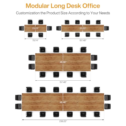 Tribesigns 13FT Conference Table, Large Rectangle Conference Room Table, Long Meeting Seminar Table Business Tables for 12-16 People (Four Tables) Tribesigns