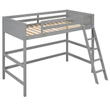 Harper & Bright Designs Grey Twin Loft Bed Frame with Angle Ladder and Full-Length Guardrails for Kids and Teens Harper & Bright Designs