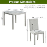 Ball & Cast 5 Piece Dining Table Set,Kitchen Table Set for 4 W/ 34.5" Square Wooden Dining Table,Living Room Furniture W/ 4 Upholstered Chairs,for Dining Room,Kitchen,Restaurant,Silver Gray Ball & Cast