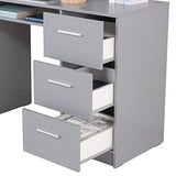 Madesa Computer Desk with 3 Drawers, 1 Door and 1 Storage Shelf, Wood Writing Home Office Workstation, Office Desk with Drawers - 30” H x 18” D x 53” W - Grey Madesa