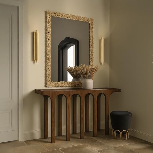 Meridian Furniture 99076Brown-T Westfield Collection Art Deco Console Table with Rich Brown Finish, Oak Veneer, Mixture of Solid Wood and MDF, 70" W x 18" D x 31" H, Brown Meridian Furniture