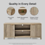 OAKHAM HOME Fluted TV Stands for Living Room, Heavy Duty Entertainment Center with Storage, Mid Century Modern Television Stands for 50/55/60/65 TV, Oxford Media TV Console (Sunwashed Ash Oak) OAKHAM HOME