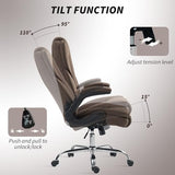 HOMCOM High Back Office Chair, Executive Desk Chair with Swivel Wheels, Flip-up Armrest, Adjustable Height, Modern Diamond Fabric Computer Chair for Home Office, Dark Brown HOMCOM
