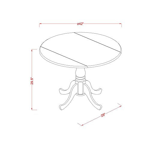 East West Furniture Dublin 3 Piece Modern Set Contains a Round Wooden Table with Dropleaf and 2 Dining Room Chairs, 42x42 Inch, Linen White - WoodArtSupply